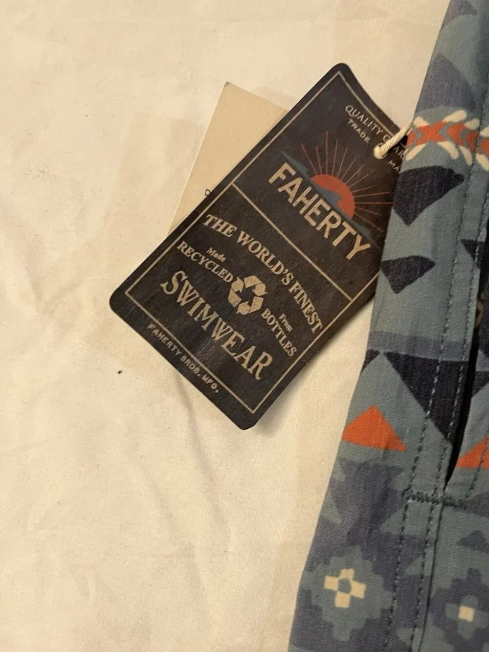 Faherty Doug Good Feather Boardshort 7” Six Rivers Turquoise Men’s 33 NWT